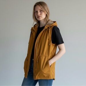 Love Tree Mustard Hooded Vest